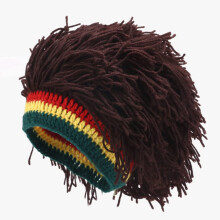 Funny Braided Wool Wig Cap with Dirty Braids, Hip Hop Knitted Hat for Cosplay Party