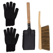 Fireplace Tool Set with Carbon Steel Shovel, Soft Brush and HeatResistant Gloves for Ash Cleaning