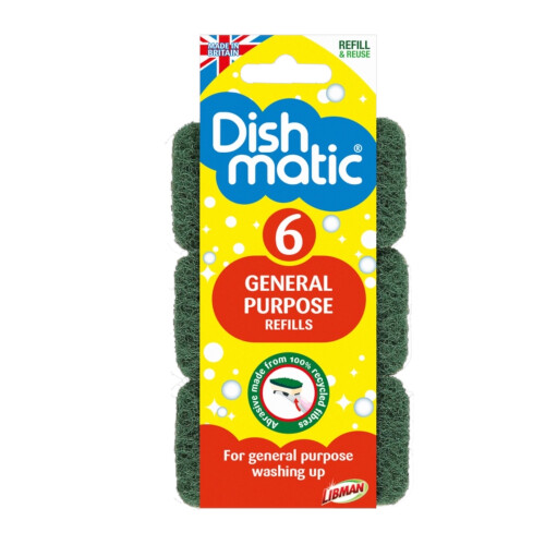 Dishmatic General Purpose 6 Refill Sponge Heads Pack