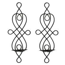 Wall Sconce Candle Holder Set of 2 Black Metal WallMount Hanging for Home Wedding Party Decor