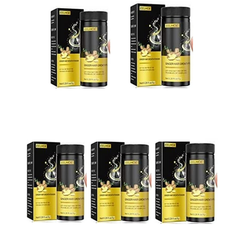 Ginger Hair Growth Anti Hair Loss Powder, Herbal Ginger Essence for Hair Regrowth and Thickening 5pcs