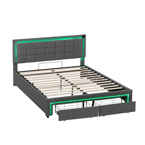 5ft King Upholstered Bed Frame with Drawers 1