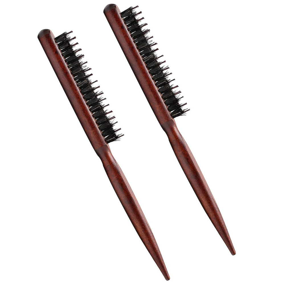 Teasing Hair Brush and Backcombing Comb Set, Boar Bristle, Wooden Handle, Volume Lift, 9.5in, 2PCS