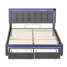 5ft King Upholstered Bed Frame with Drawers