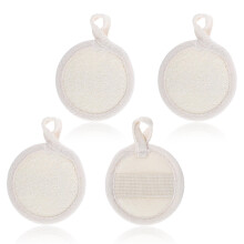 Natural Loofah Face Scrubber Pads Set of 4, Exfoliating Facial Sponge for Women Men Bath Shower