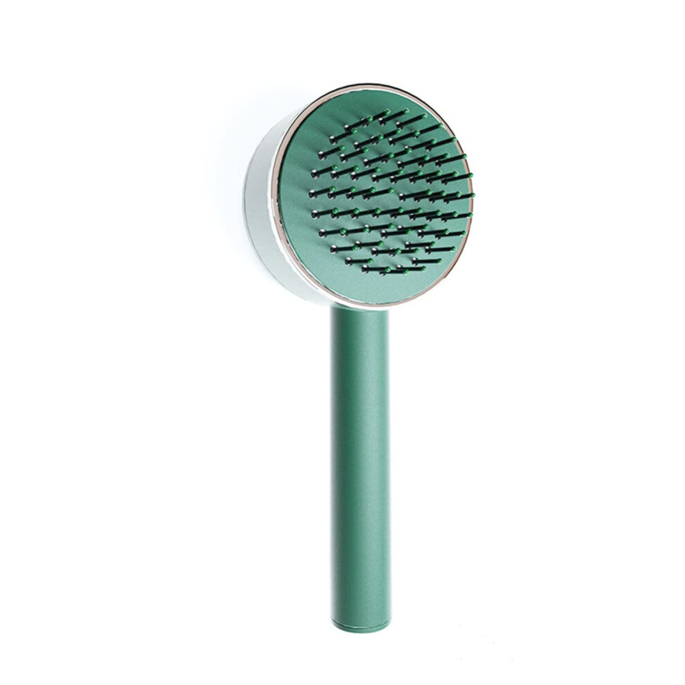 Ionic Detangling Hair Brush for Thick and Curly Hair with Push Button Cleaning and Scalp Massage â Green