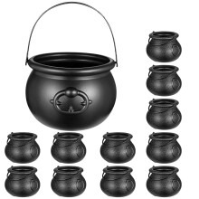 12 PCS Halloween Black Cauldron Candy Buckets for Kids Trick or Party Favors