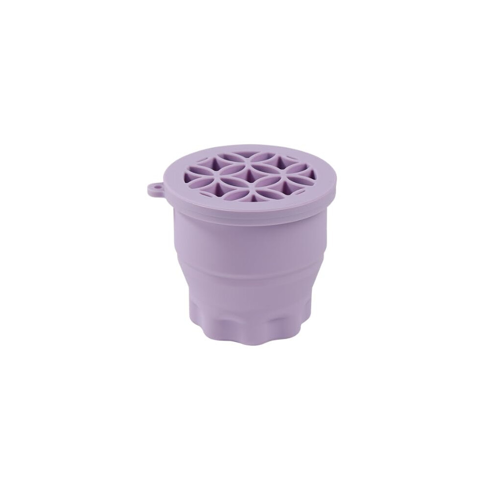 Purple Silicone Makeup Brush Cleaner Mat With Drying Holder, 3In1 Portable Washing Tool For Brushes, Sponges, Powder Puffs,
