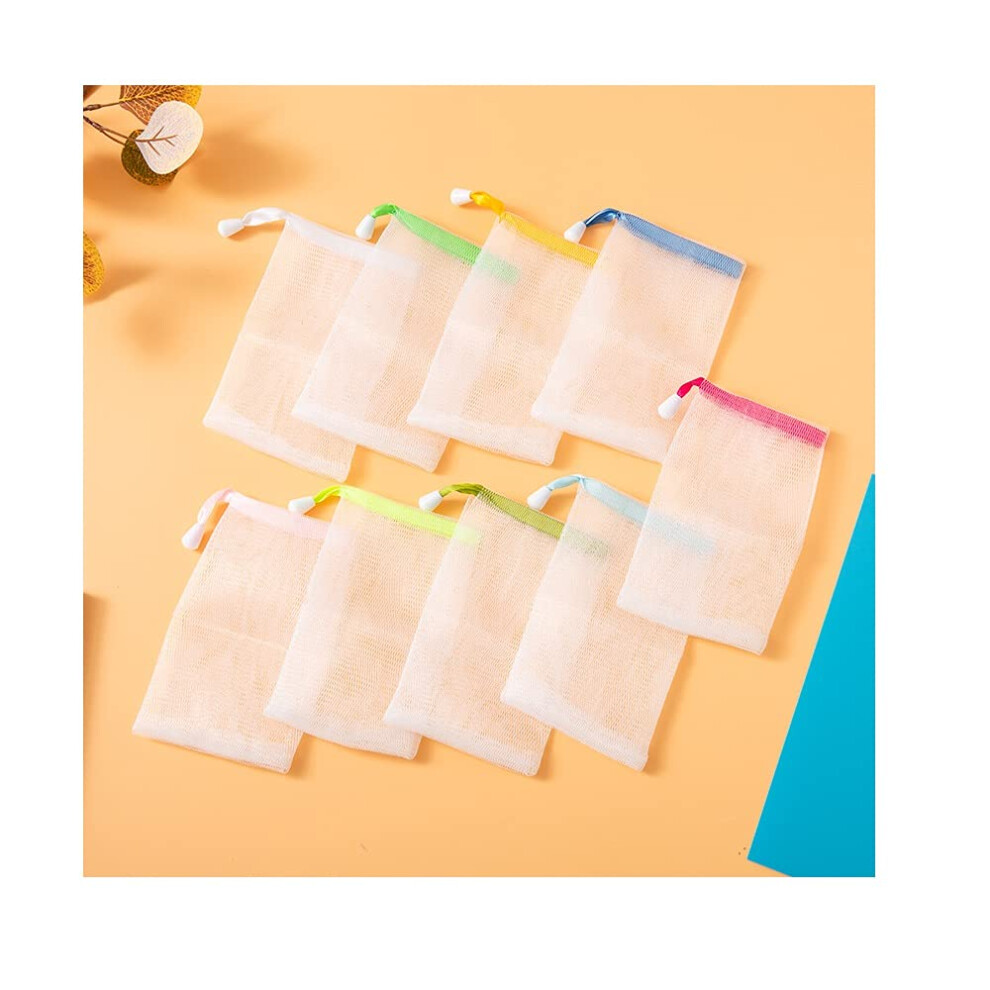 10 Pack Exfoliating Soap Saver Pouch with Drawstring, Foaming Mesh Bags for Face and Body Cleansing