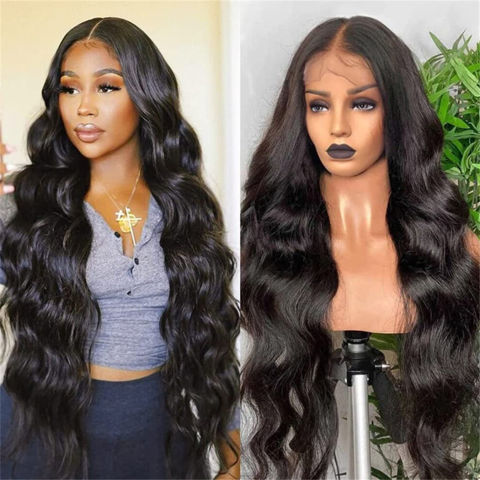28 Inch Brazilian Body Wave Lace Front Wig 13x4 Pre Plucked Remy Human Hair 180% Density