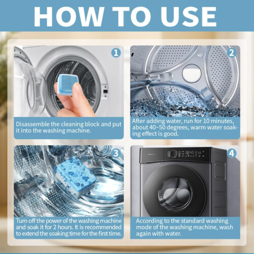Washing Machine Cleaner Tablets 12 Pack Powerful Descaler for HE Front &  Load, EcoFriendly Deodorizer 1