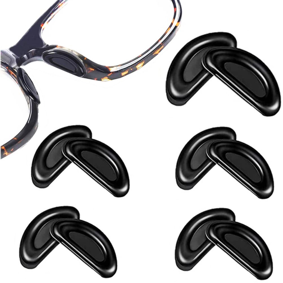 Black Glasses Nose Pads Soft Silicone Antislip Adhesive Dshape For Plastic Frames 5 Pairs