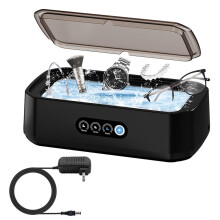 Ultrasonic Jewelry Cleaner 49KHz with 3 Timer Modes for Glasses Rings Brushes, 304 Stainless Steel Tank 650ML