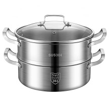 Stainless Steel Steamer Pot 32CM with Thickened OnePiece Bottom for Soup, Hot Pot, Steamed Buns