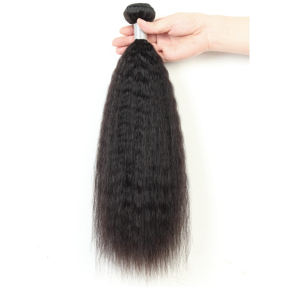 Unisex Brazilian Virgin Human Hair Bundles 10 Inch Kinky Straight Yaki Weave 100% Unprocessed