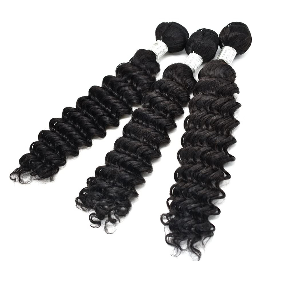 Unisex Brazilian Virgin Hair Extensions 12 Inch Deep Wave Bundles 100% Human Hair Dye And Bleach Ready