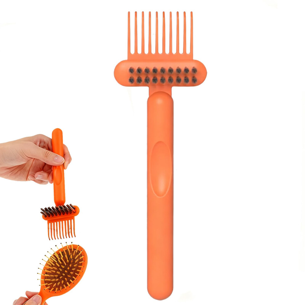 Orange Hairbrush Cleaner With Bristles And Pick, Removes Hair From Comb, Brush Cleaning Tool For Home & Salon (Orange)