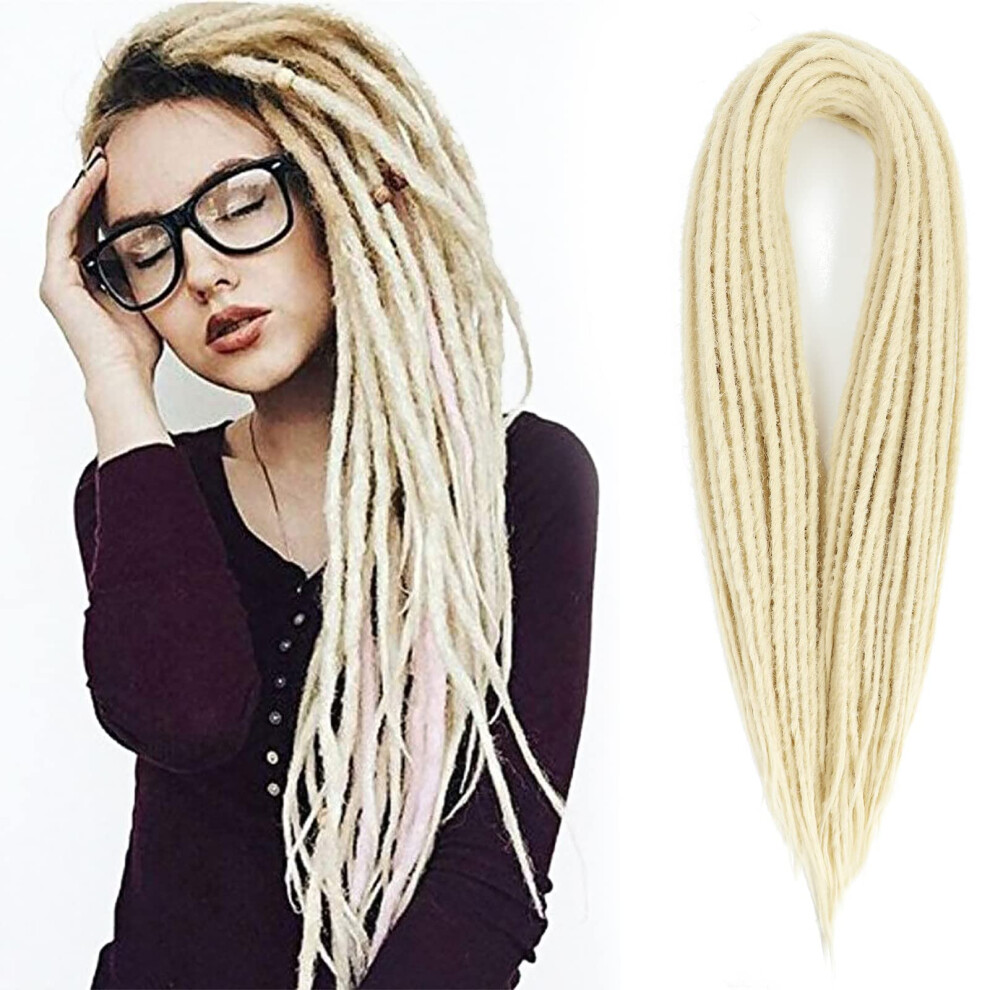 Unisex Double Ended Blonde Synthetic Dreadlock Extensions 24 Inch Handmade Crochet Braiding Hair 10 Strands