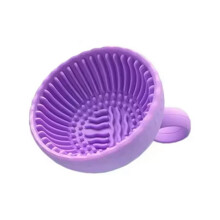 Makeup Brush Cleaner Bowl with Handle, Silicone Cosmetic Brush Washing Tool for Eyeshadow and Powder Puff