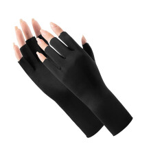 Women UV Protection Ice Silk Fingerless Driving Gloves Breathable Sun Block for Outdoor Nails Black Short HalfFinger 1pc