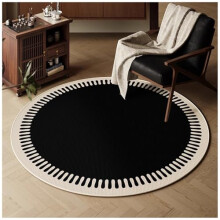 Beige Round NonSlip Office Chair Mat 140cm TPR Backing Carpet for Home Living Room Bedroom