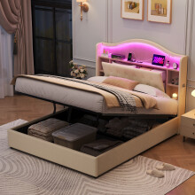 4ft6 Double Upholstered Bed Frame with Charging