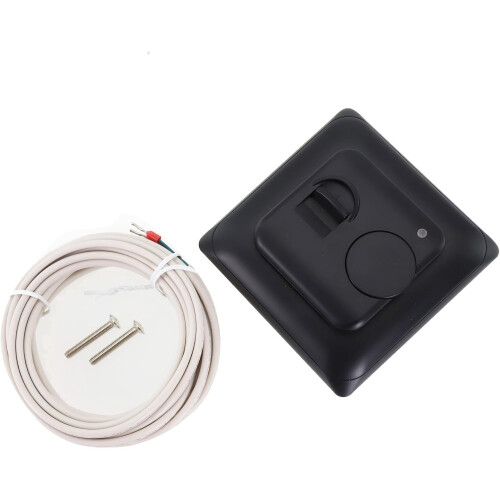 Underfloor Heating Thermostat with Remote Floor Sensor, 230V Wired Controller, Flush Mount Black 2