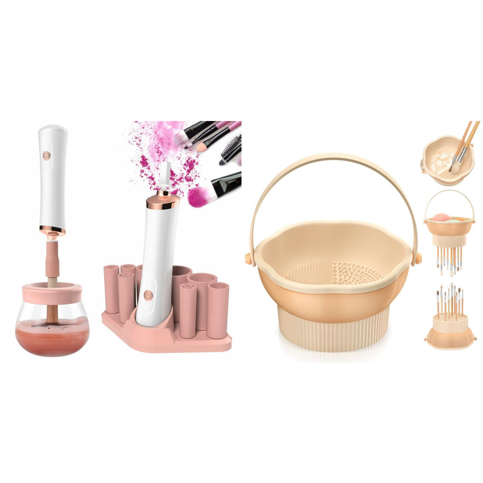 Electric Makeup Brush Cleaner with Silicone Cleaning Bowl for Quick Drying and Deep Washing