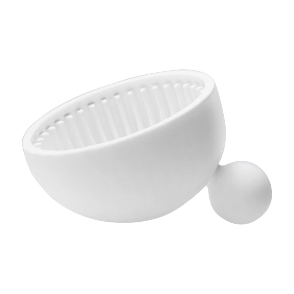White Makeup Brush Cleaner Silicone Scrubbing Pad Dish Holder For Cosmetic Brushes
