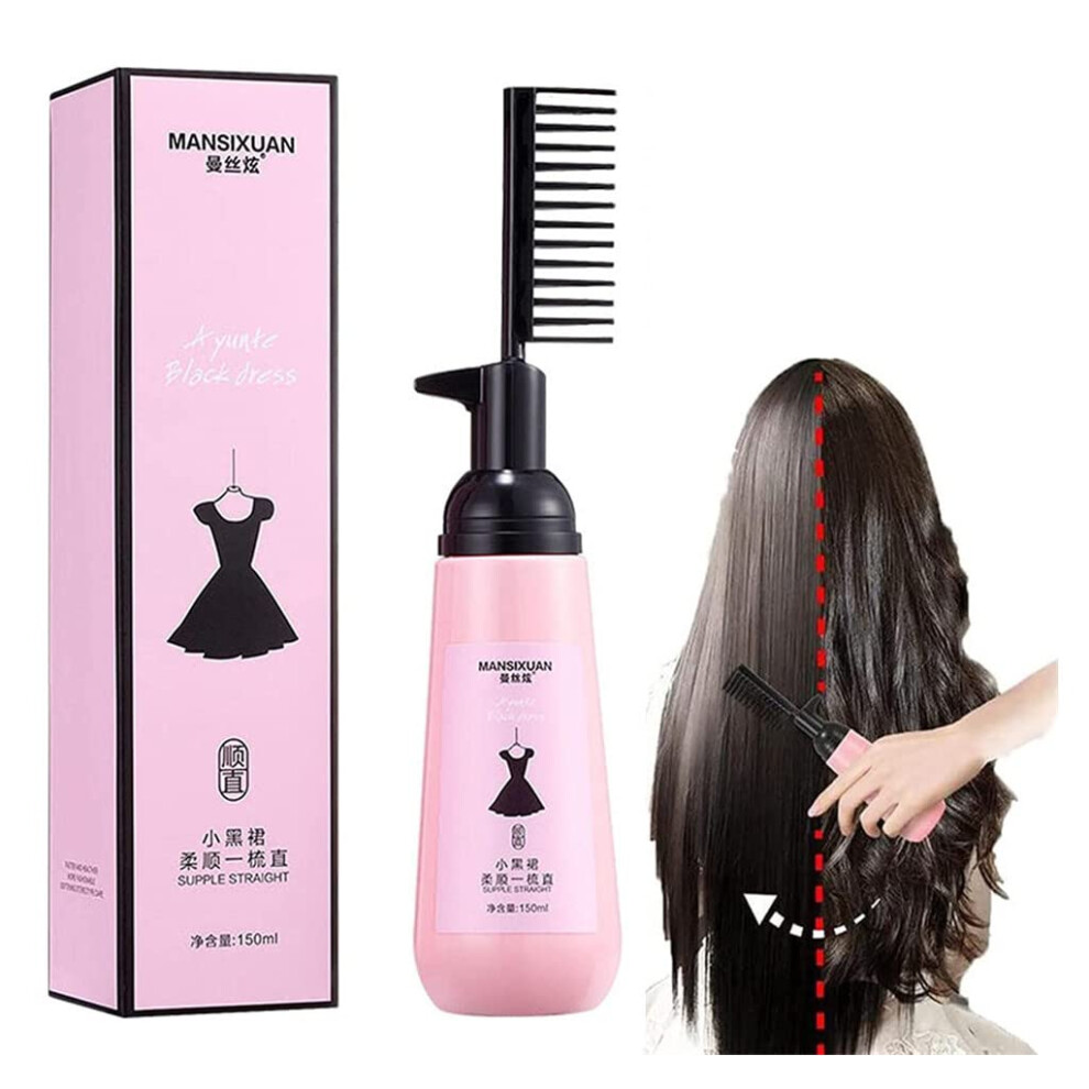 Cream Keratin Hair Straightening For Frizzy Hair With Brush, Collagen Infused For Longlasting Shine