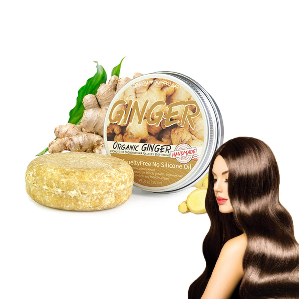 Ginger Hair Regrowth Shampoo Bar for Hair Loss and Dandruff Control, Natural Solid 1pc