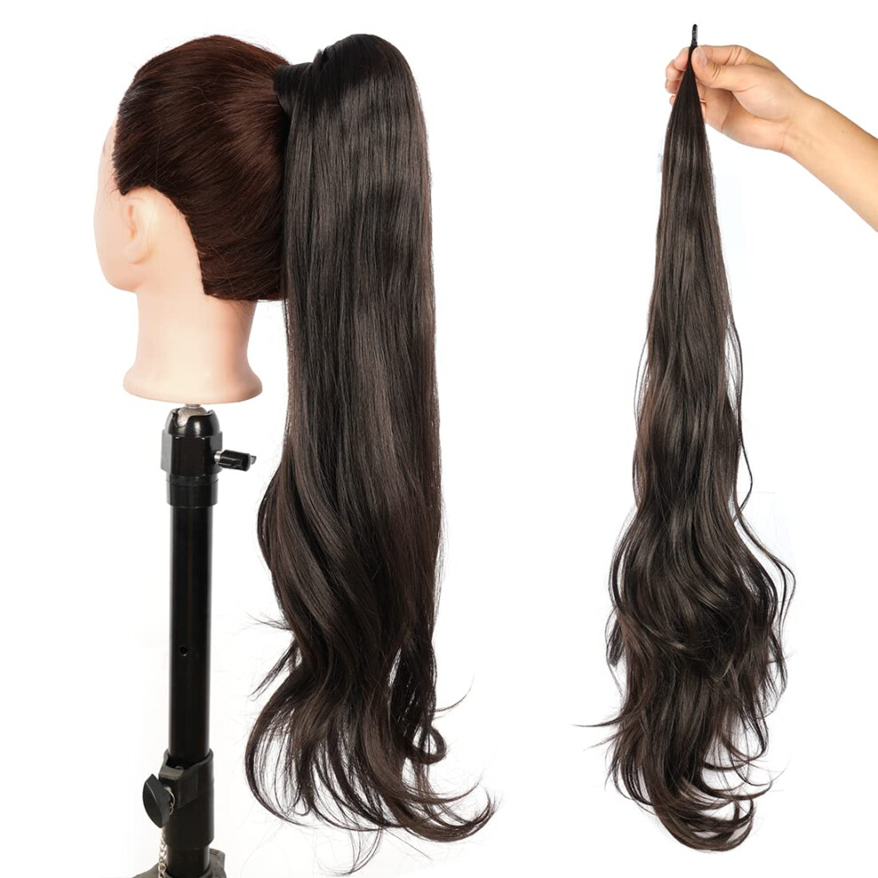 Ponytail Hair Extension 32 Inch Long Curly Wrap Around Synthetic Hairpiece for Women Natural Blend