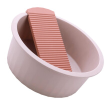 Infant Wash Basin Set with Clothes Washing Board for Baby Bath Camping Travel Home Pink 33.5x33.5cm