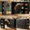 Black 360° Rotating Kitchen Island, Folding Doors 1