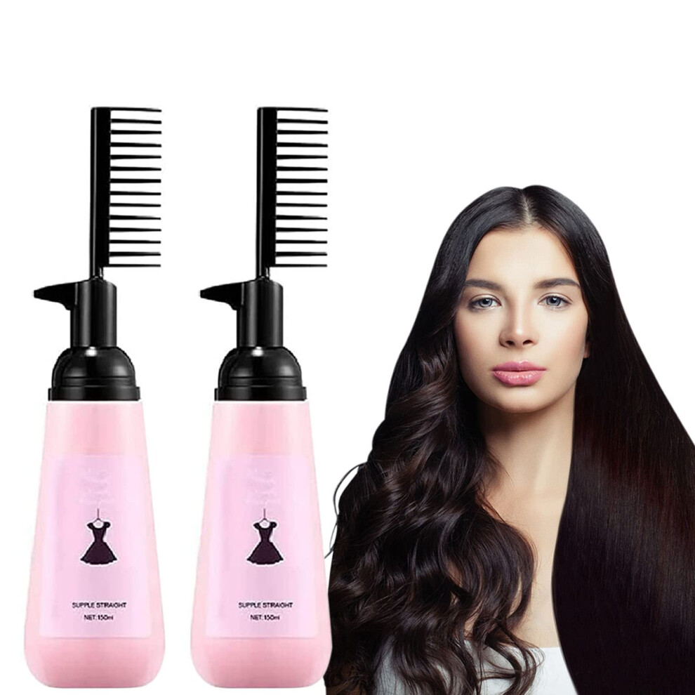 Hair Straightening Cream with Builtin Comb, Instant Collagen Treatment for Curly Hair, 2 PCS