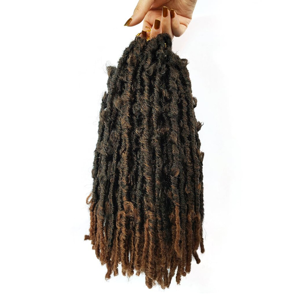 Unisex Black,Brown Butterfly Locs Crochet Hair 12 Inch Prelooped Brown Distressed Faux Locs For Black Women 1B/30