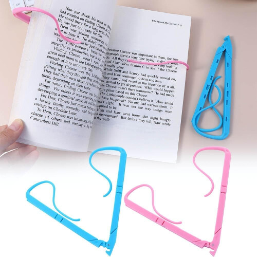 Book Holder Stand with Adjustable Page Clips, Foldable Portable Reading Support for Desk or Bed (Blue) 1