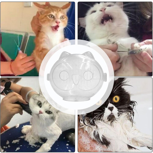 Cat Head Cover, Cat Muzzle for Grooming, Breathable Transparent Cat Astronaut Muzzle 2