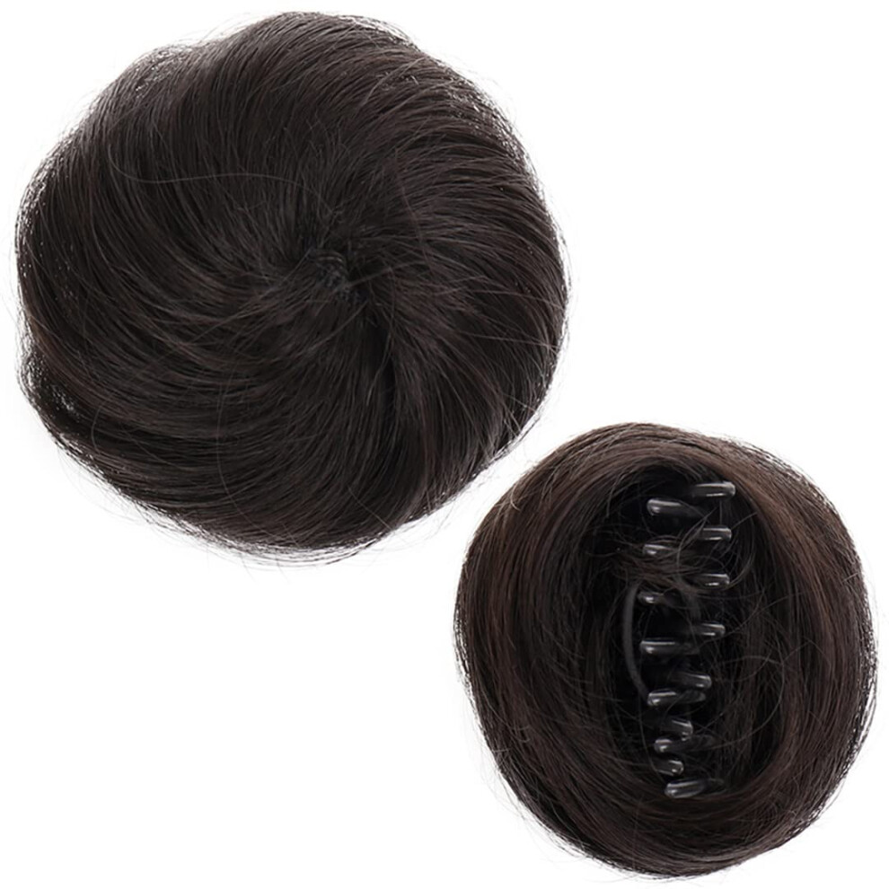 Unisex Hair Bun Extension Messy Curly Synthetic Hairpiece With Claw Clip For Women Natural Look