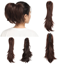 Ponytail Hair Extensions 12 Inch Curly Clip In Claw Ponytail for Women Heat Resistant Fiber #M4
