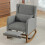 Living And Home Linen Grey Rocking chair with Footrest 1