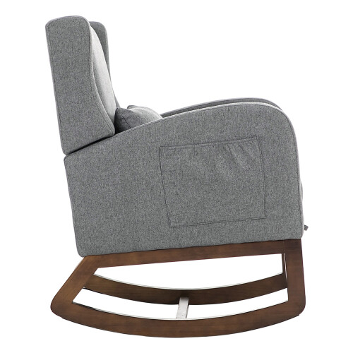 Living And Home Linen Grey Rocking chair with Footrest 2