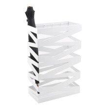 Umbrella Stand Metal Hollow Design with Hooks for Hotel Restaurant Rectangular Holder