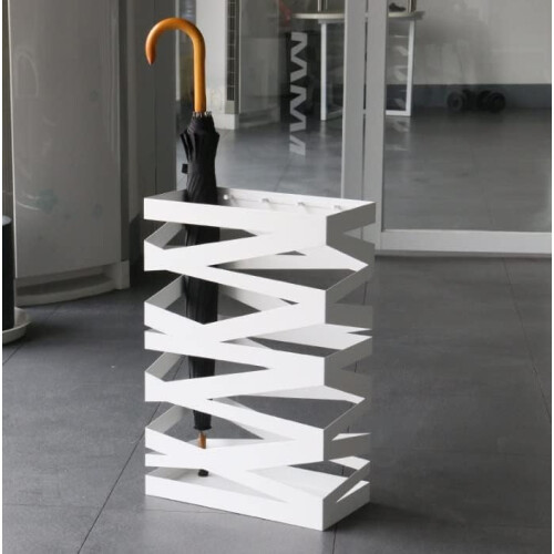 Umbrella Stand Metal Hollow Design with Hooks for Hotel Restaurant Rectangular Holder 2