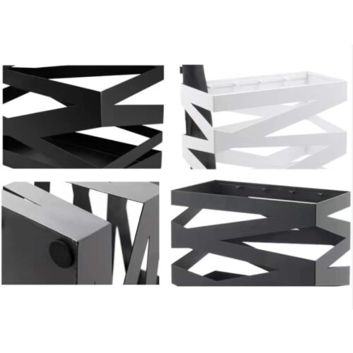 Umbrella Stand Metal Hollow Design with Hooks for Hotel Restaurant Rectangular Holder 1