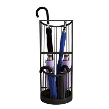 Metal Umbrella Stand with Hooks for Entryway Office Hotel Indoor Outdoor Storage Black L