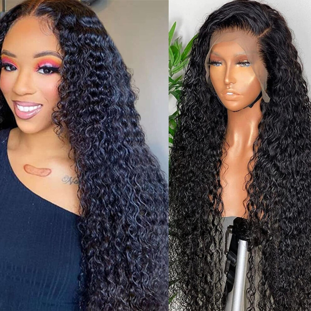 Unisex 200 Density Deep Wave Lace Front Wig Brazilian Human Hair Pre Plucked 13X4 Glueless With Baby Hair