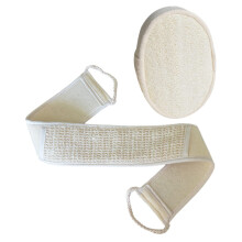 Natural Loofah Bath Kit with Long Exfoliating Towel and Beige Bath Ball for Shower Cleaning