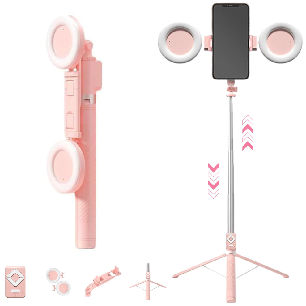 Selfie Stick Tripod With Remote And Dual S, 67 Inch Extendable Phone Tripod For Video Recording Light 9365369304475