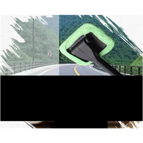 Car Windshield Cleaning Kit with Long Handle Microfiber Brush for Interior Detailing (Green) 1